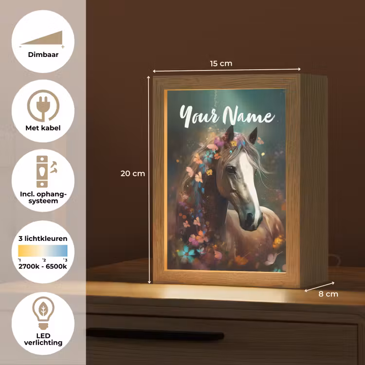 Dieren - Paard - Natuur - Vlinder - Bloemen Light Box met kabel (Kinderlampje) klein -USP_NL
