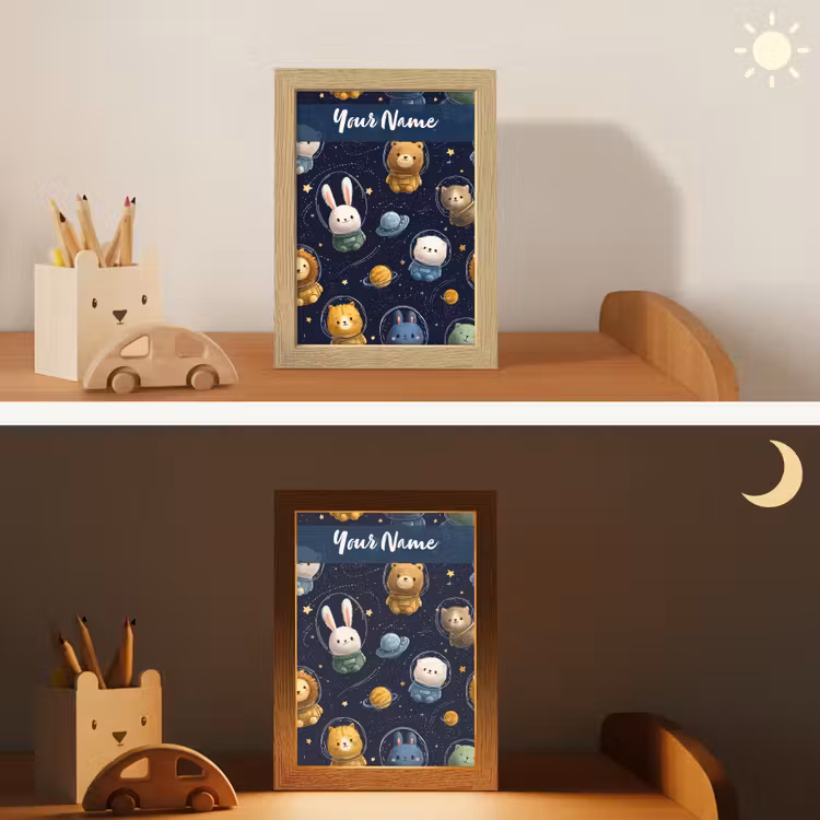 Dieren - Sterrenhemel - Ruimte Light Box met kabel (Kinderlampje) klein -sfeer3_kind