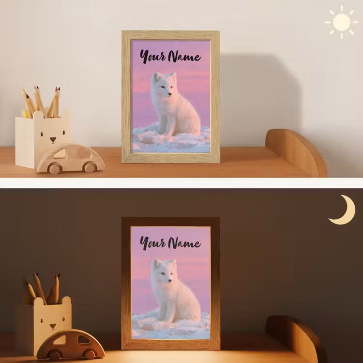 Poolvos - Sneeuw - Roze Light Box met kabel (Kinderlampje) klein -sfeer3_kind