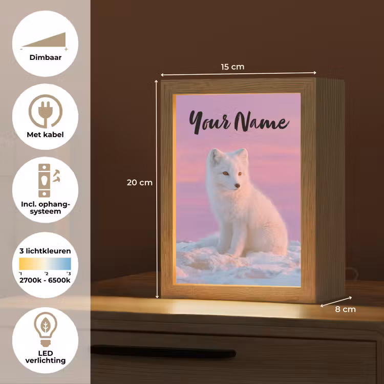 Poolvos - Sneeuw - Roze Light Box met kabel (Kinderlampje) klein -USP_NL