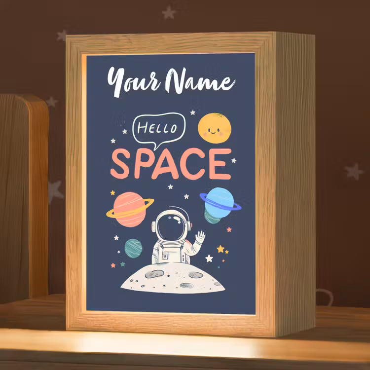 Astronaut - Ruimte - Planeten Light Box met kabel (Kinderlampje) klein -zzz_3d_website