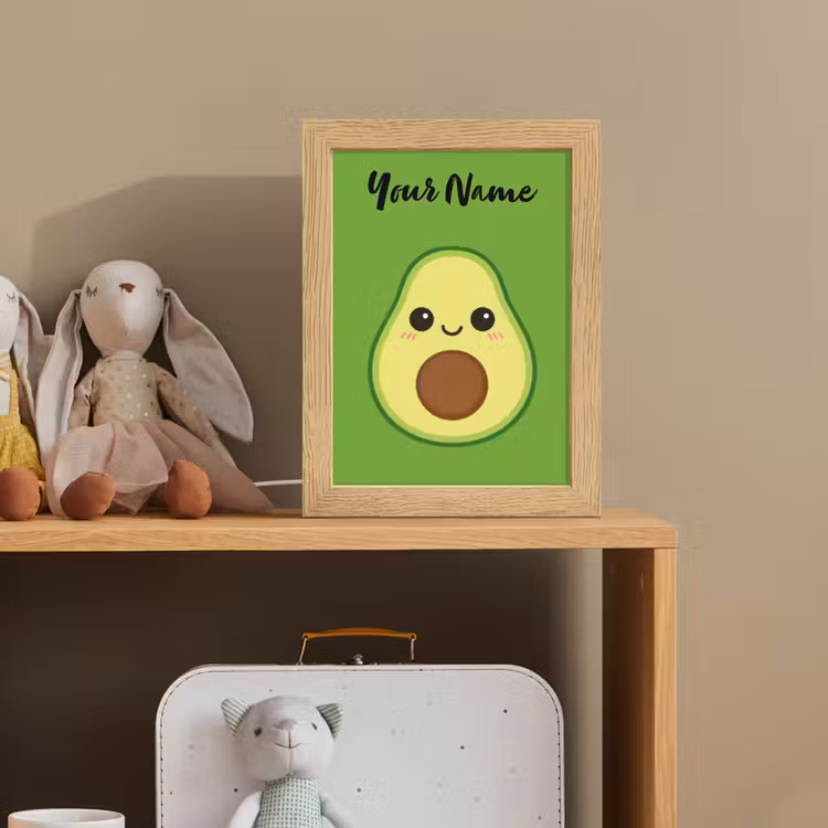 Avocado - Groen - Pit - Gezichtje Light Box met kabel (Kinderlampje) klein -sfeer2_kind
