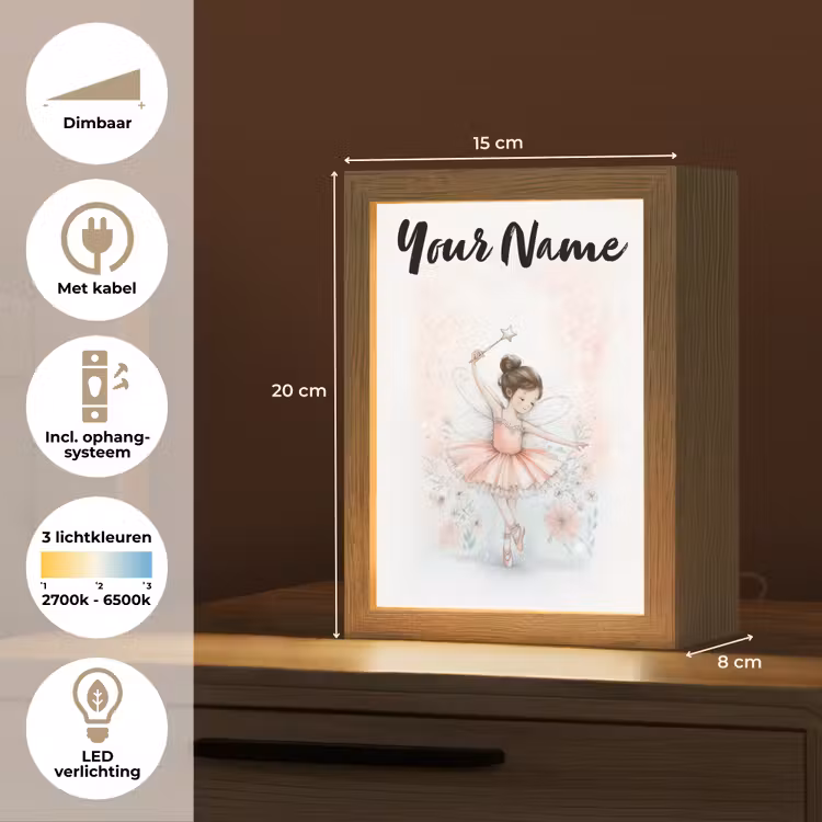 Ballerina - Fee - Roze Light Box met kabel (Kinderlampje) klein -USP_NL