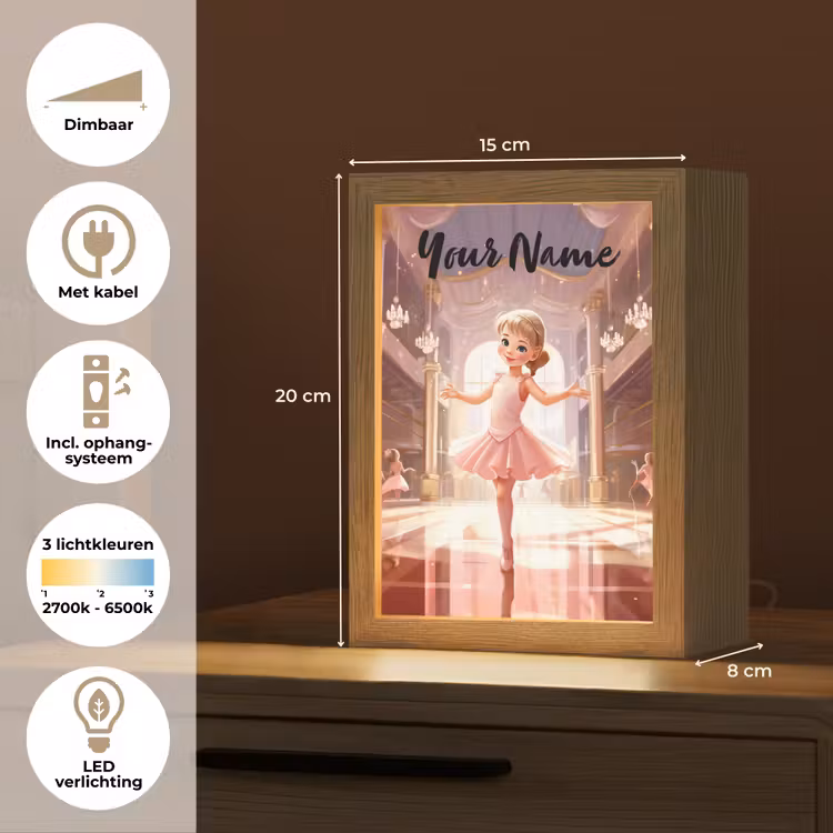 Ballerina - Meisjes - Roze - Kinderen Light Box met kabel (Kinderlampje) klein -USP_NL