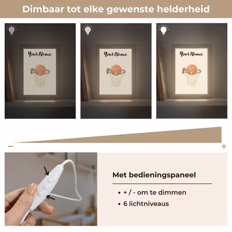Basketbal - Net - Oranje Light Box met kabel (Kinderlampje) klein -USP_dimbaarNL