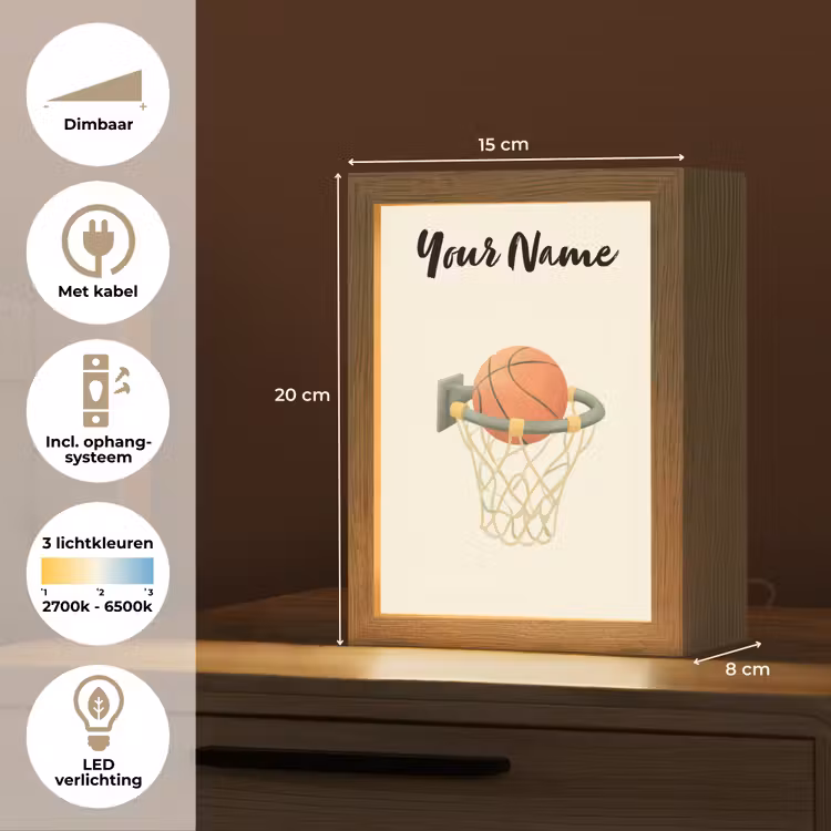Basketbal - Net - Oranje Light Box met kabel (Kinderlampje) klein -USP_NL