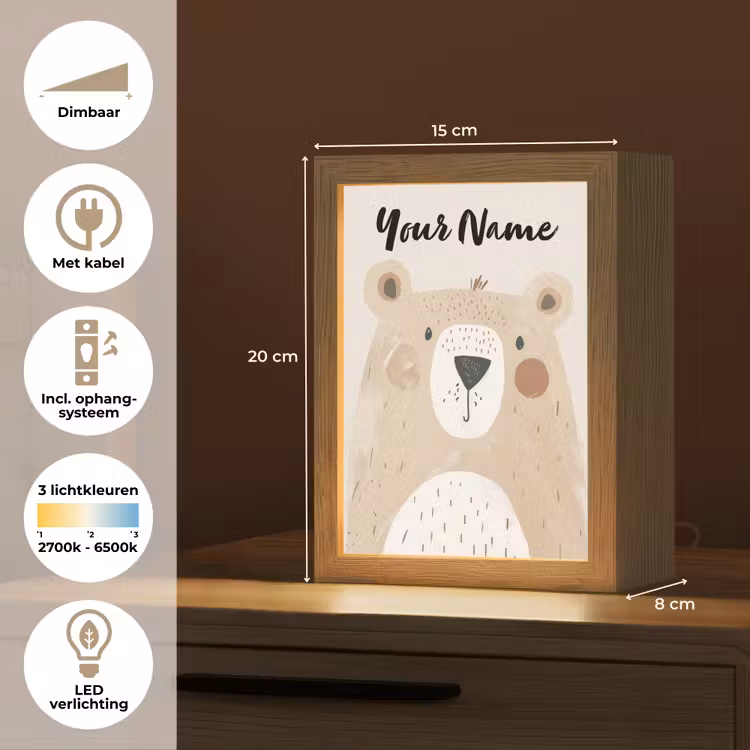 Beer - Dier - Wilde dieren Light Box met kabel (Kinderlampje) klein -USP_NL