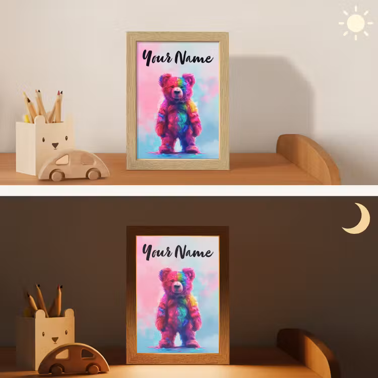 Beer - Kleurrijk - Dier Light Box met kabel (Kinderlampje) klein -sfeer3_kind