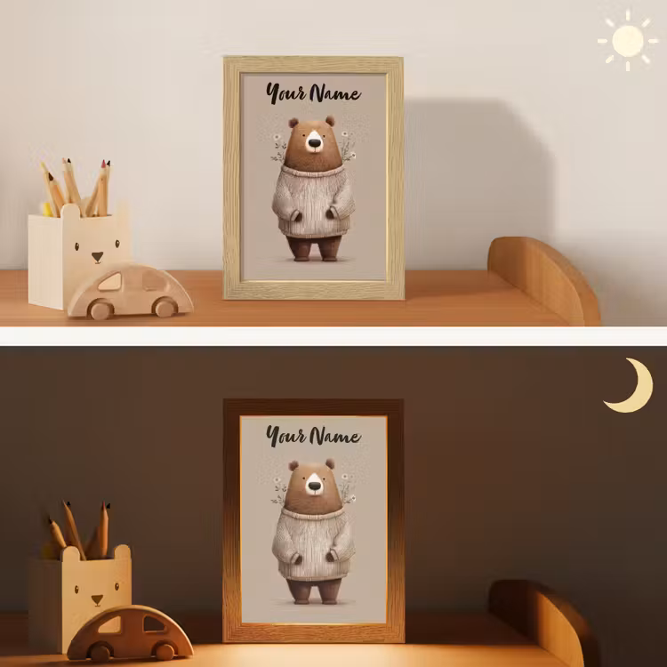 Beer - Witte bloemen - Knus Light Box met kabel (Kinderlampje) klein -sfeer3_kind
