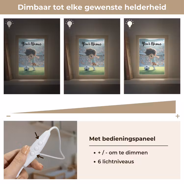Jongen - Voetbal - Stadion - Zonlicht Light Box met kabel (Kinderlampje) klein -USP_dimbaarNL
