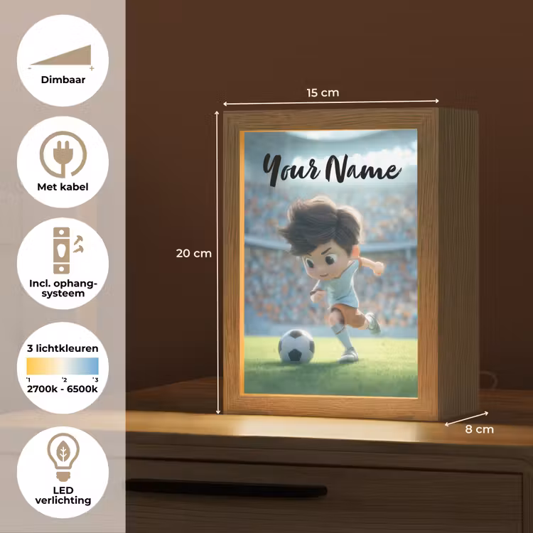 Jongen - Voetbal - Stadion - Zonlicht Light Box met kabel (Kinderlampje) klein -USP_NL