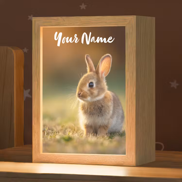 Konijntje - Bruin - Gras Light Box met kabel (Kinderlampje) klein -zzz_3d_website