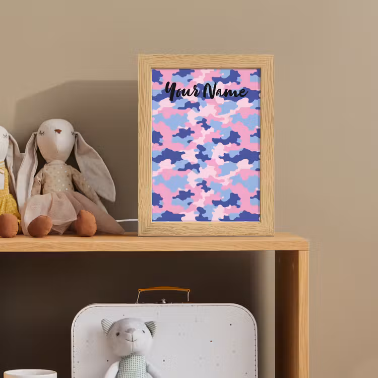 Camouflage - Roze - Blauw Light Box met kabel (Kinderlampje) klein -sfeer2_kind