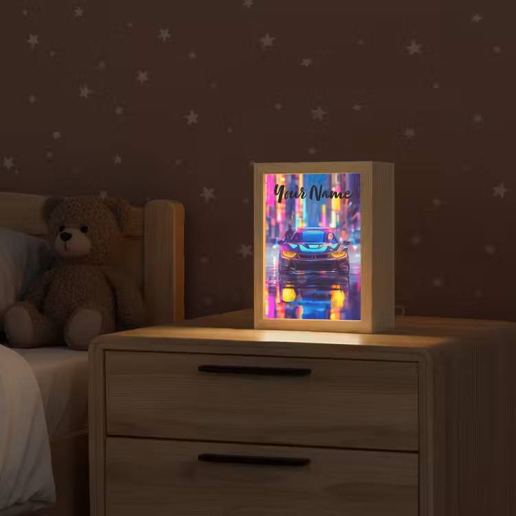 Auto - Politie - Stad - Jongens - Kleurrijk Light Box met kabel (Kinderlampje) klein -sfeer1_kind