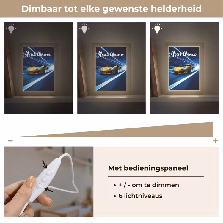 Auto - Geel - Race - Blauw Light Box met kabel (Kinderlampje) klein -USP_dimbaarNL
