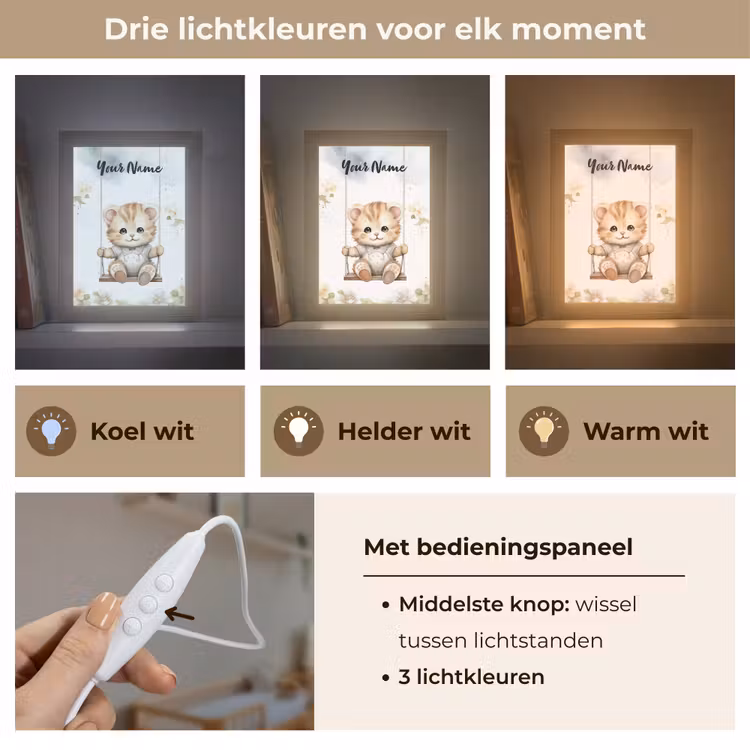 Poes - Baby - Dier - Kinderen Light Box met kabel (Kinderlampje) klein -USP_lichtkleurNL