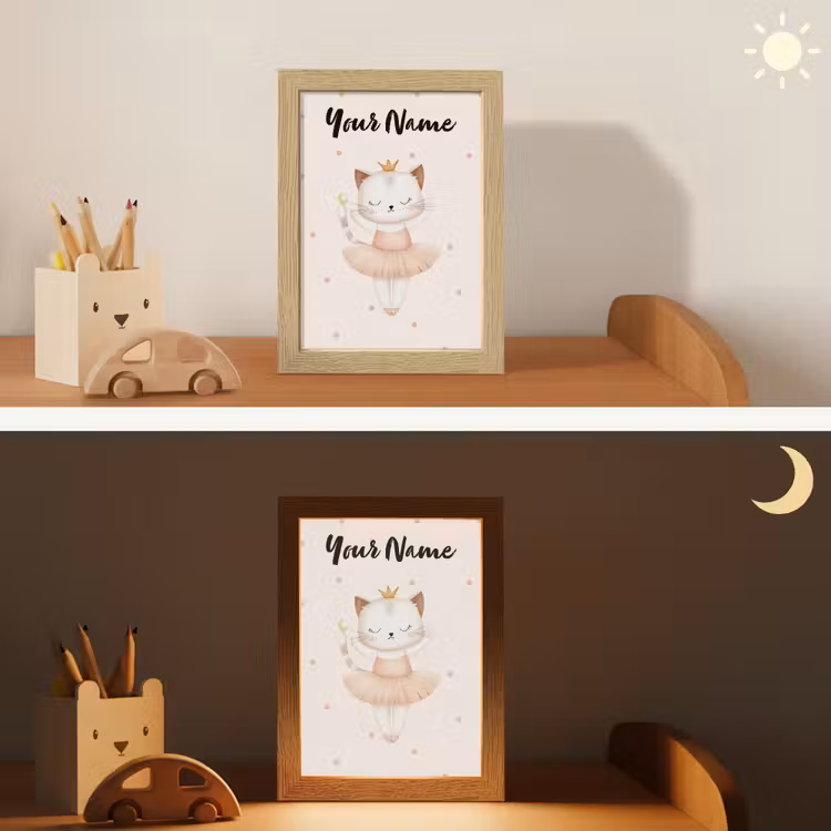 Kat - Tutu - Kroontje - Stippen Light Box met kabel (Kinderlampje) klein -sfeer3_kind