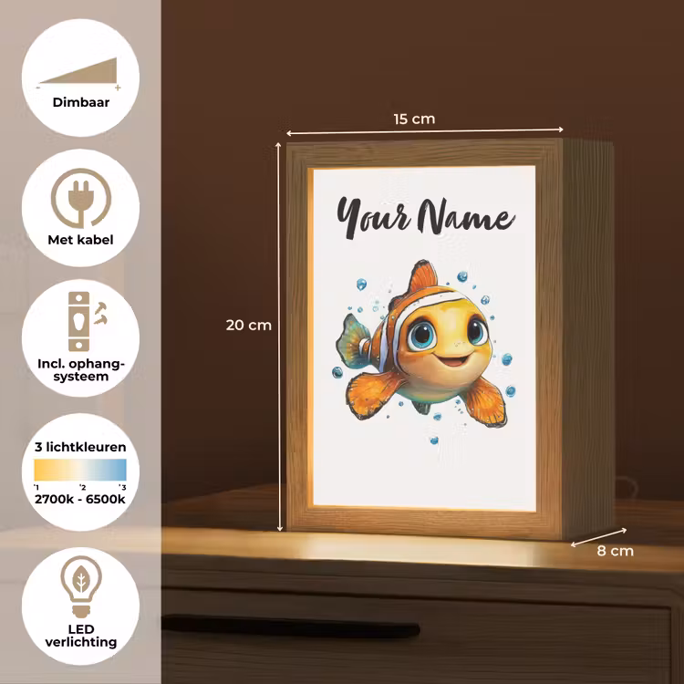 Clownvis - Oranje - Vis - Water Light Box met kabel (Kinderlampje) klein -USP_NL