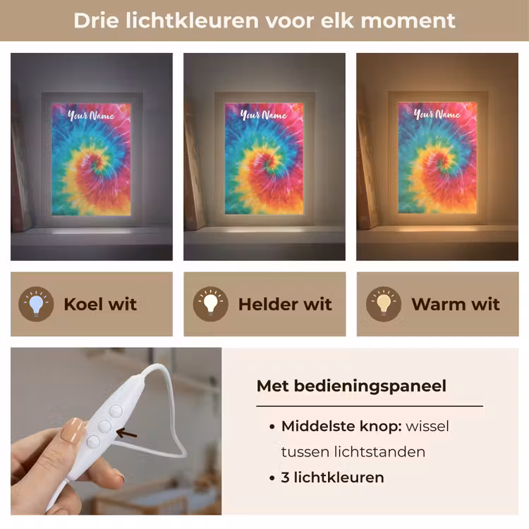 Kleurrijk - Regenboog - Spiraal Light Box met kabel (Kinderlampje) klein -USP_lichtkleurNL