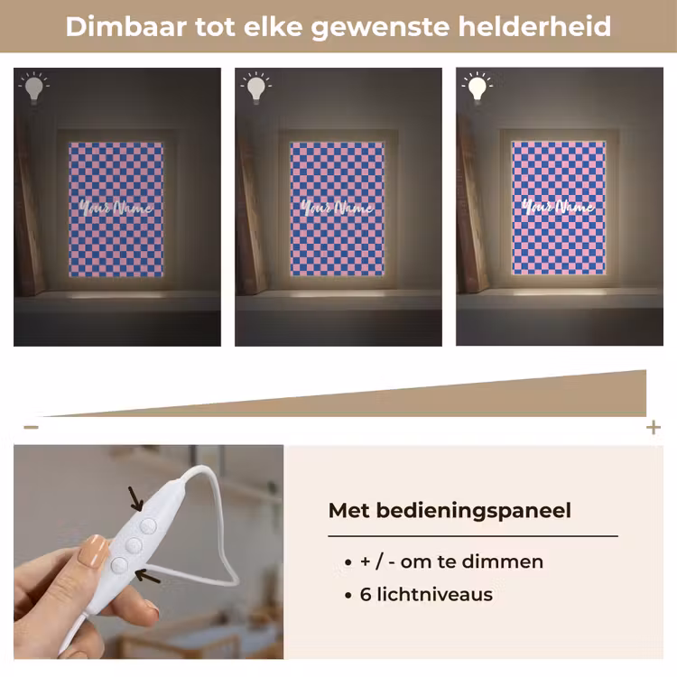 Blokjes - Blauw - Roze Light Box met kabel (Kinderlampje) klein -USP_dimbaarNL