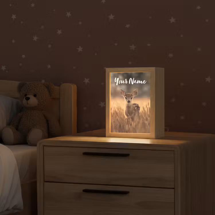 Hert - Graanveld - Bruin Light Box met kabel (Kinderlampje) klein -sfeer1_kind
