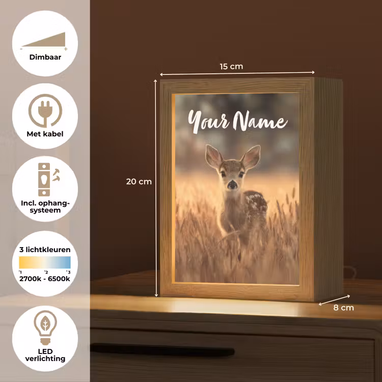 Hert - Graanveld - Bruin Light Box met kabel (Kinderlampje) klein -USP_NL
