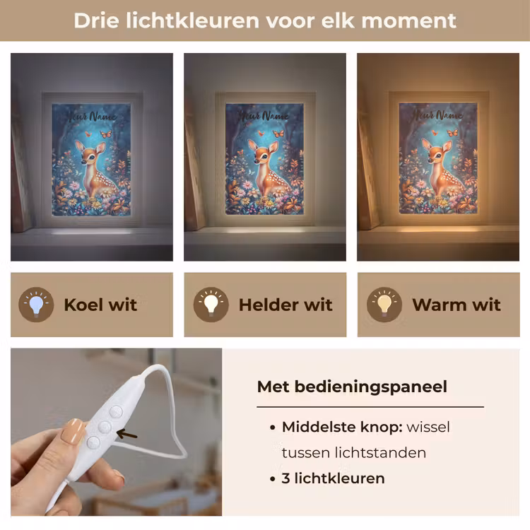Hert - Magisch - Sprookjesbos Light Box met kabel (Kinderlampje) klein -USP_lichtkleurNL