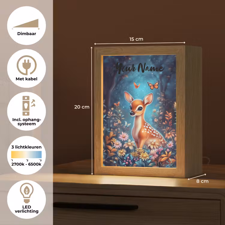 Hert - Magisch - Sprookjesbos Light Box met kabel (Kinderlampje) klein -USP_NL