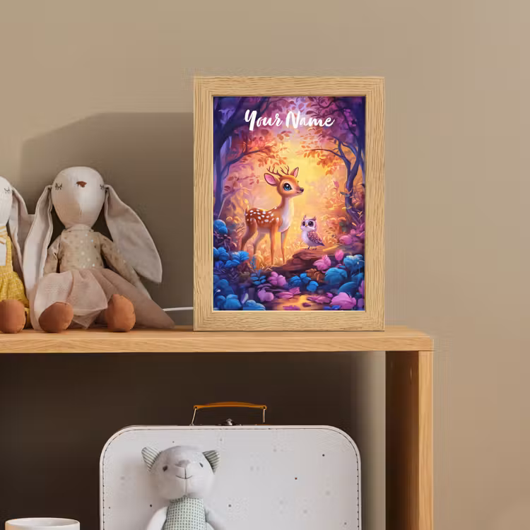 Hertje - Uil - Fantasie - Bos Light Box met kabel (Kinderlampje) klein -sfeer2_kind