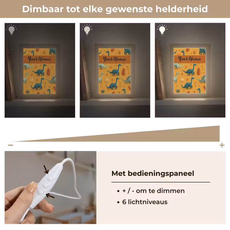 Dino - Herfstbladeren - Oranje - Patroon Light Box met kabel (Kinderlampje) klein -USP_dimbaarNL