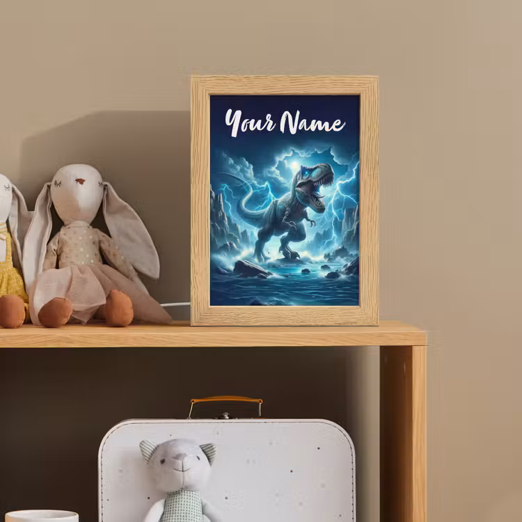 Dino - Blauw - Jongens Light Box met kabel (Kinderlampje) klein -sfeer2_kind