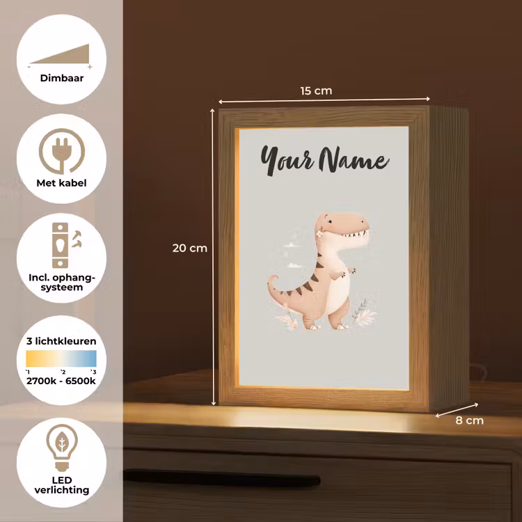 Dino - Blauw - Bloemen Light Box met kabel (Kinderlampje) klein -USP_NL