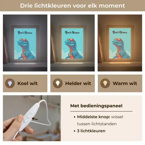 Dino - Blauw - Zonnebril - Wolken Light Box met kabel (Kinderlampje) klein -USP_lichtkleurNL