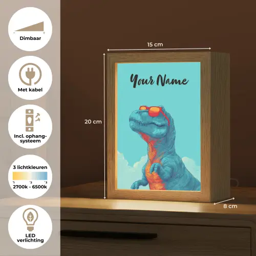 Dino - Blauw - Zonnebril - Wolken Light Box met kabel (Kinderlampje) klein -USP_NL