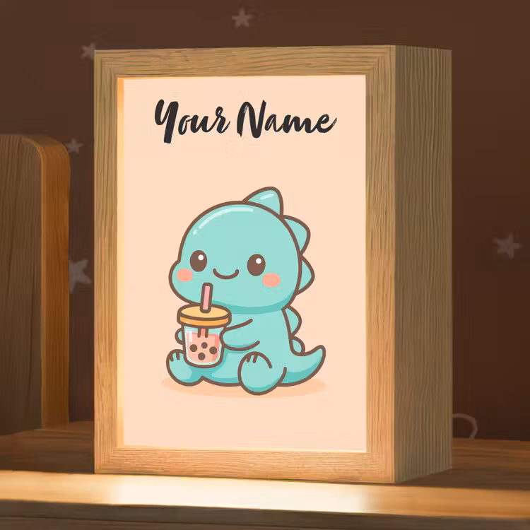 Dino - Boba - Turquoise Light Box met kabel (Kinderlampje) klein -zzz_3d_website