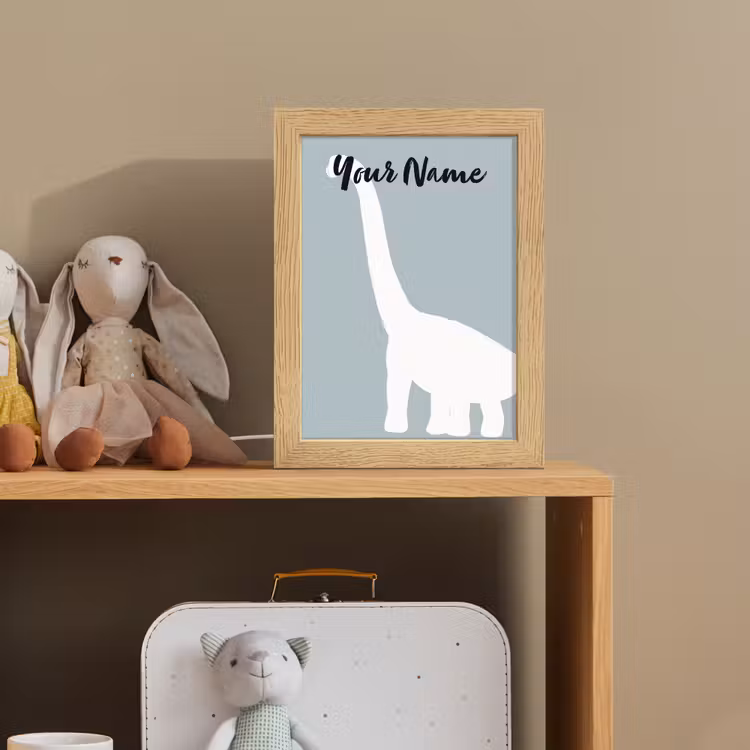 Dino - Brachiosaurus - Dinosaurus - Blauw Light Box met kabel (Kinderlampje) klein -sfeer2_kind