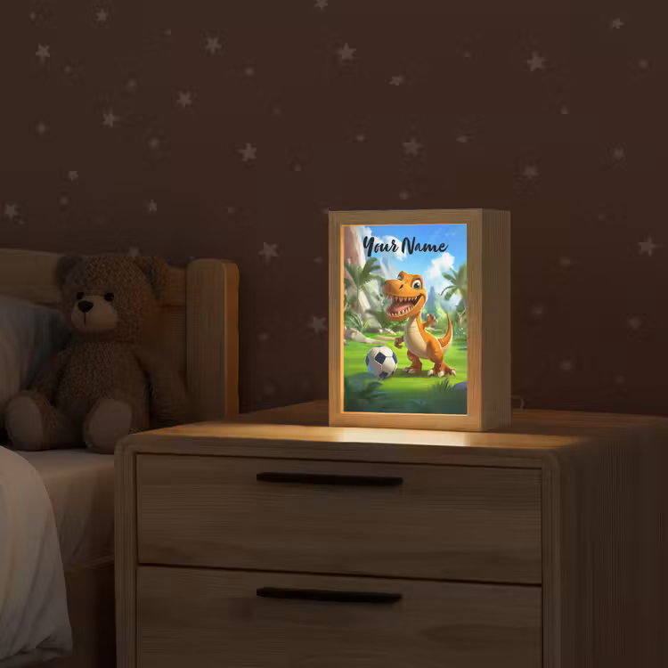 Dino - Voetbal - Groen Light Box met kabel (Kinderlampje) klein -sfeer1_kind