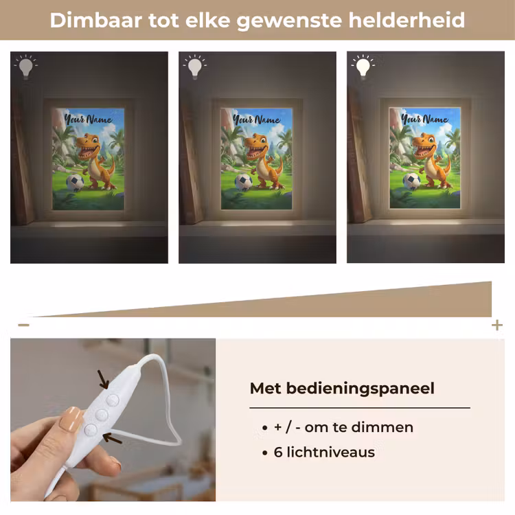 Dino - Voetbal - Groen Light Box met kabel (Kinderlampje) klein -USP_dimbaarNL