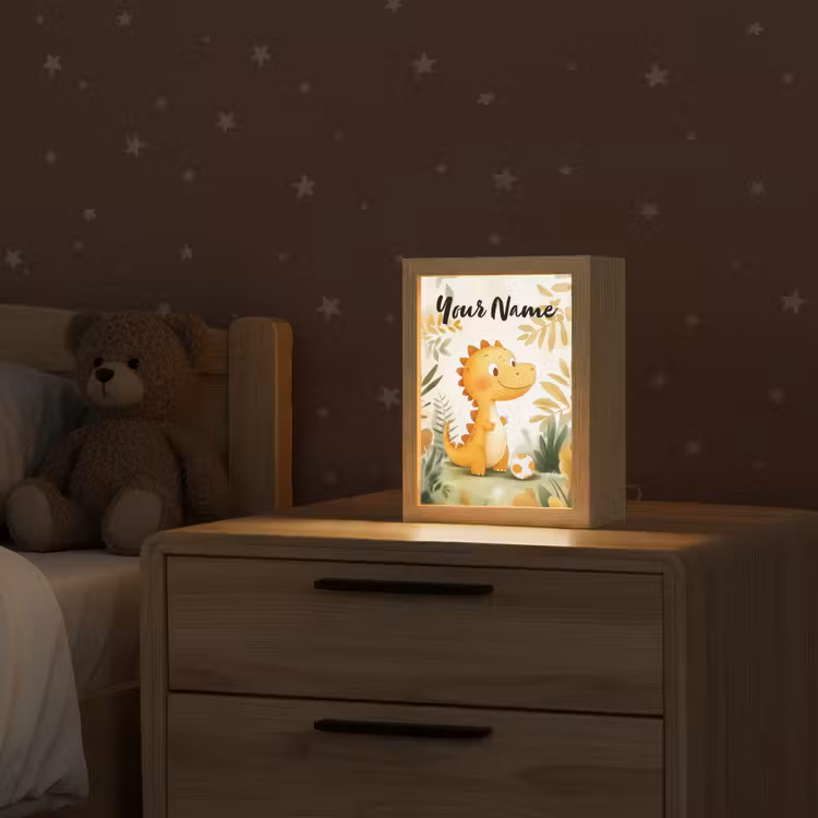 Dino - Voetbal - Oranje Light Box met kabel (Kinderlampje) klein -sfeer1_kind