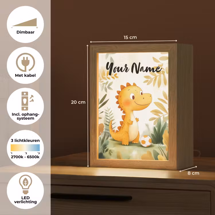 Dino - Voetbal - Oranje Light Box met kabel (Kinderlampje) klein -USP_NL
