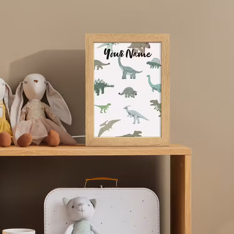 Dino - Groen - Jongens - Dinosaurus - Blauw Light Box met kabel (Kinderlampje) klein -sfeer2_kind