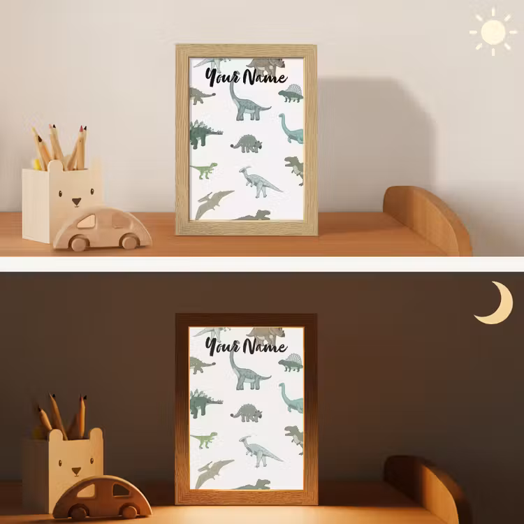 Dino - Groen - Jongens - Dinosaurus - Blauw Light Box met kabel (Kinderlampje) klein -sfeer3_kind