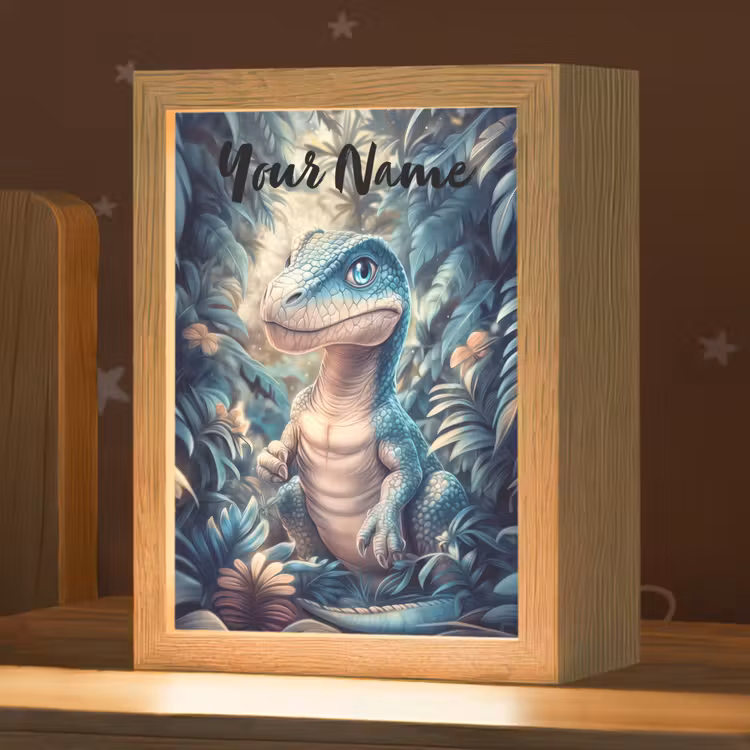 Dino - Jungle - Blauw Light Box met kabel (Kinderlampje) klein -zzz_3d_website