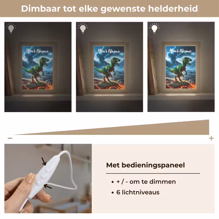 Dino - Lava - Groen - Jongens Light Box met kabel (Kinderlampje) klein -USP_dimbaarNL