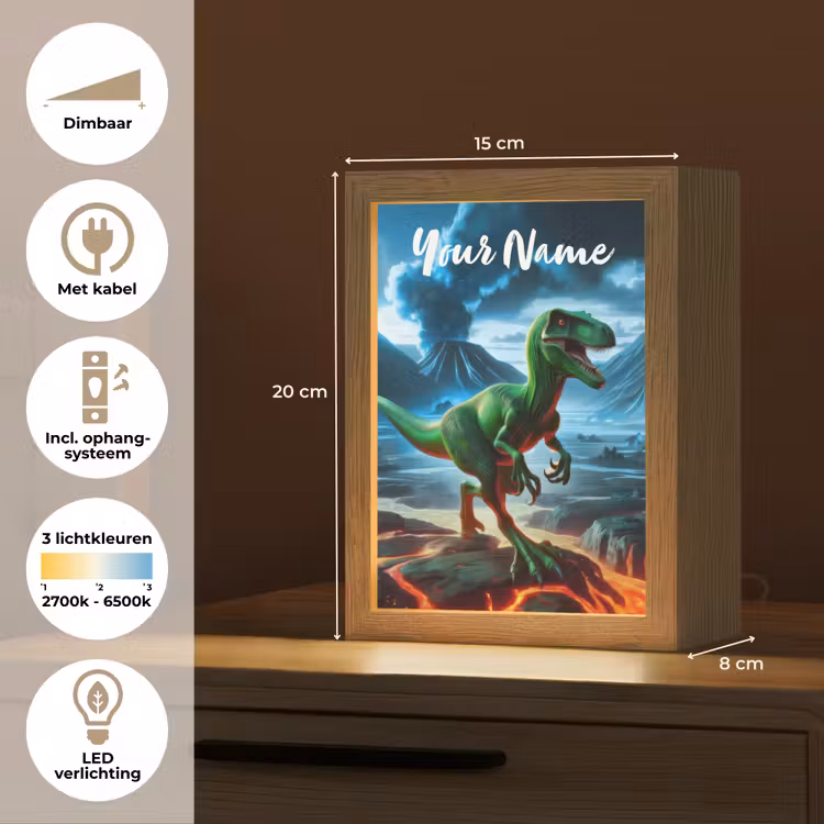 Dino - Lava - Groen - Jongens Light Box met kabel (Kinderlampje) klein -USP_NL