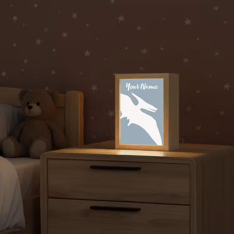 Dino - Pteranodon - Dinosaurus - Blauw Light Box met kabel (Kinderlampje) klein -sfeer1_kind