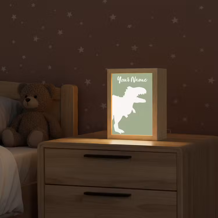 Dino - T-rex - Dinosaurus - Groen - Tyrannosaurus rex Light Box met kabel (Kinderlampje) klein -sfeer1_kind