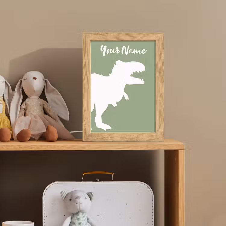 Dino - T-rex - Dinosaurus - Groen - Tyrannosaurus rex Light Box met kabel (Kinderlampje) klein -sfeer2_kind