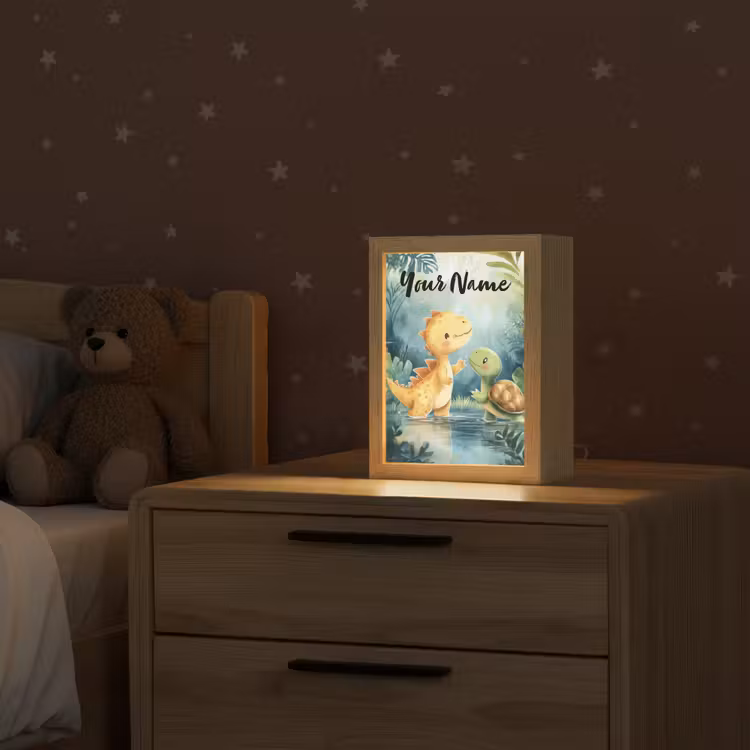 Dino - Schildpad - Jungle Light Box met kabel (Kinderlampje) klein -sfeer1_kind