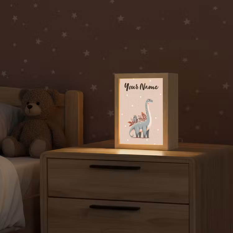 Dinosaurus - Planten - Stippen - Beige Light Box met kabel (Kinderlampje) klein -sfeer1_kind